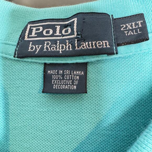 Polo by Ralph Lauren Shirt Men's 2XLT 2XL Tall Aqua Blue Turquoise Short Sleeve - Picture 5 of 7